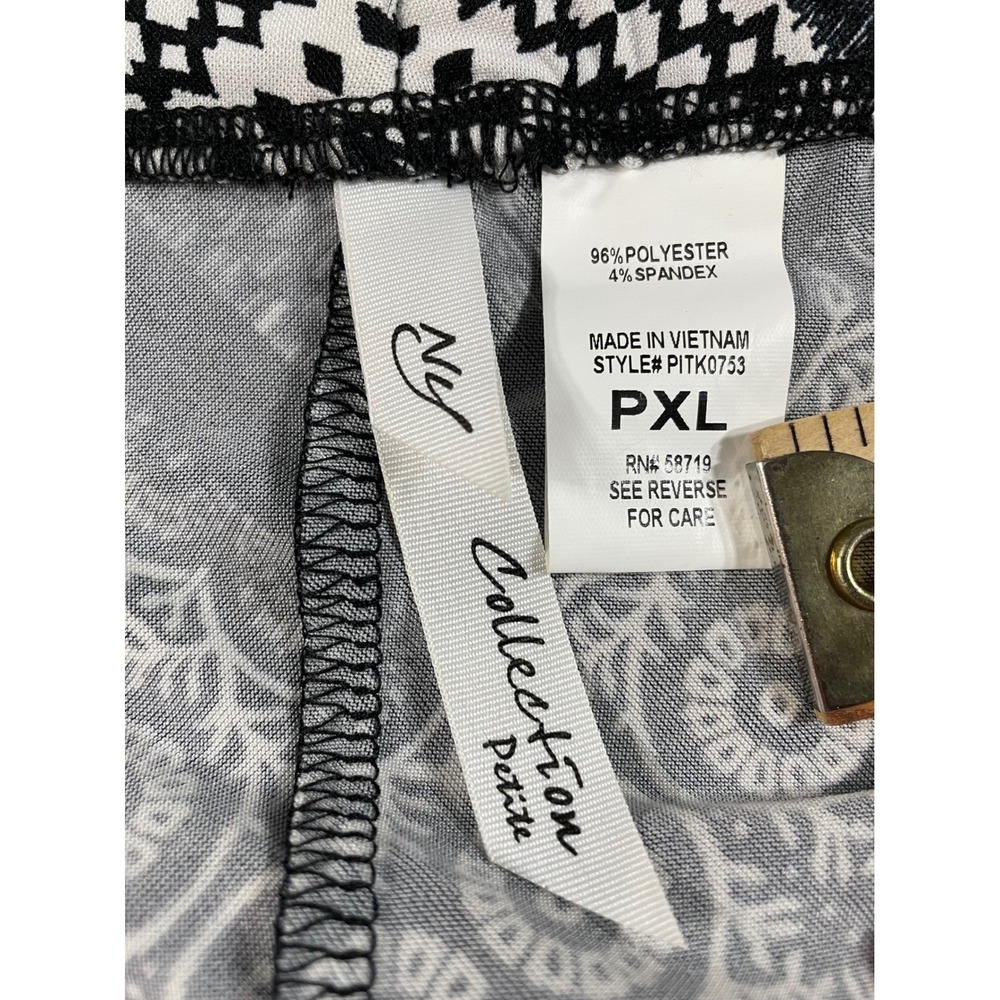 NY Collection Skirt Women PXL Black White Handkerchief Hem Paisley Boho - Picture 2 of 9